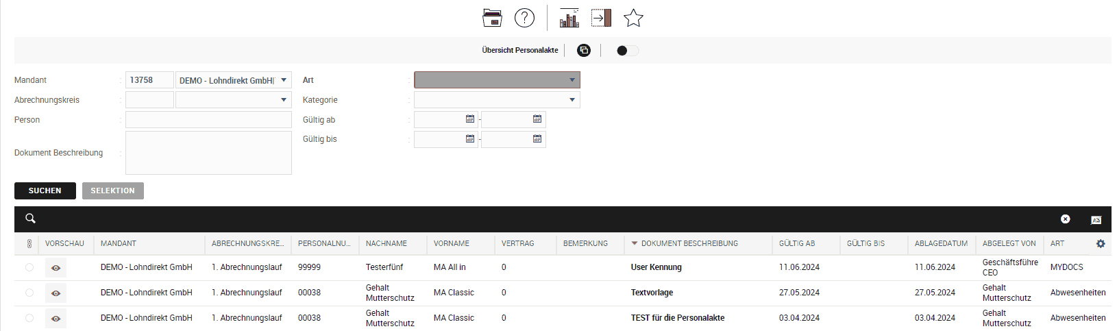 Übersicht Digitale Personalakte