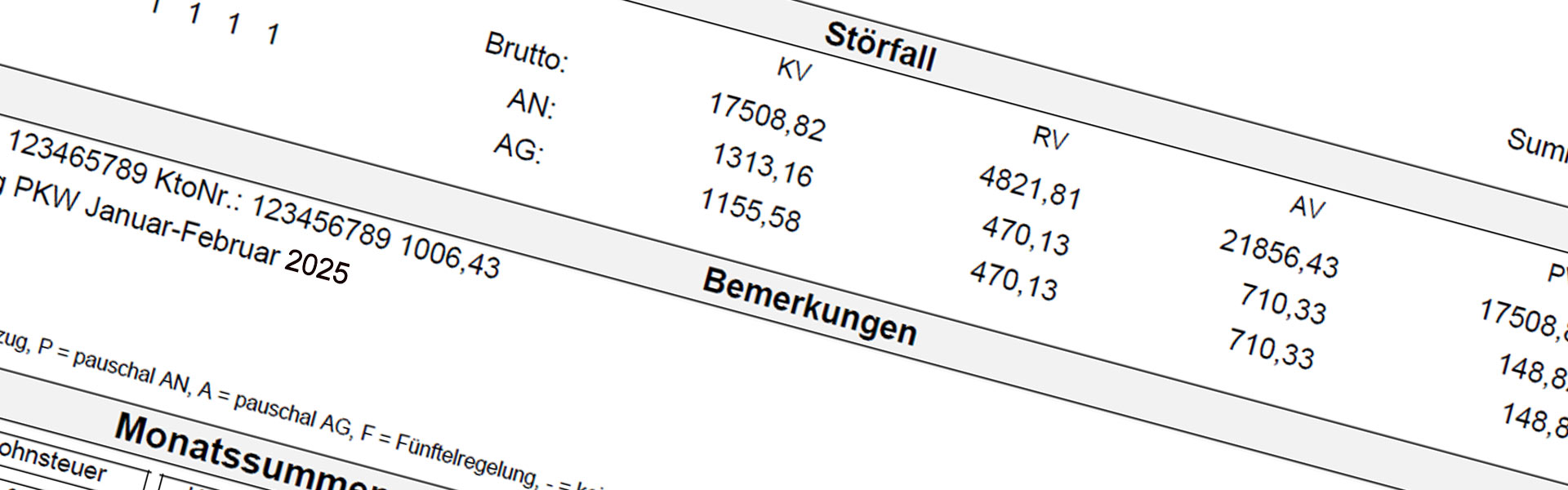 Störfalldarstellung auf dem Lohnschein